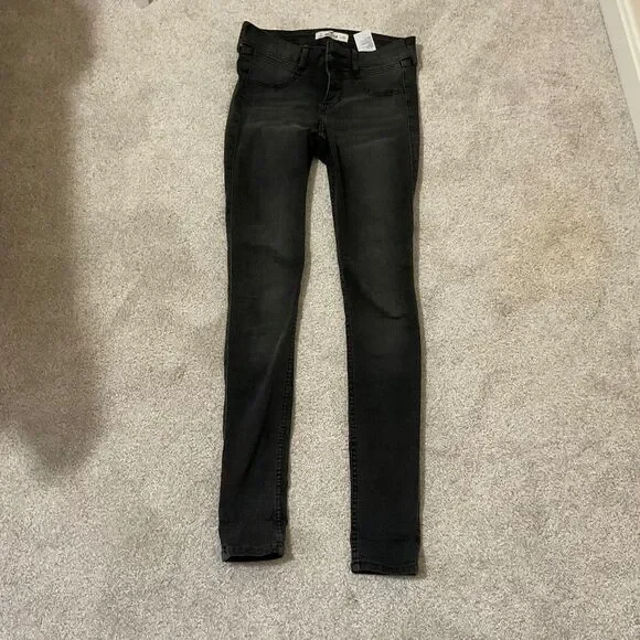 Hollister black super skinny jeans, low rise three button size 1/w 25 - Picture 1 of 8